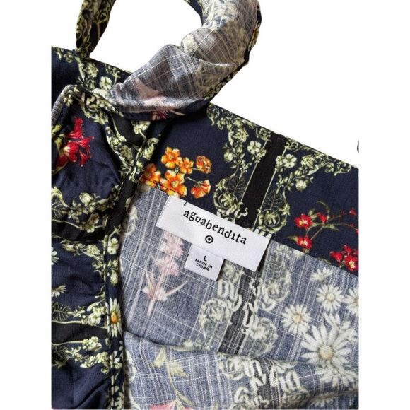 Agua Bendita x Target Floral Tile Print Mini Dress size L Navy Green - Picture 5 of 11
